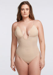 CURVESE PLUNGE SHAPING BODYSUIT THONG