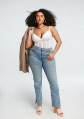 CURVESE TULLE FISHBONE BODYSUIT