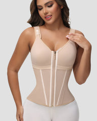 CURVESE WOMEN'S BONED LATEX ZIPPER CORSET TUMMY CONTROL BODY SHAPER VEST WITH BRA