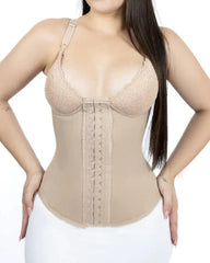 CURVESE SEAMLESS SATIN 18 STEEL BONE CORSET VEST LACE CUPS BUSTIER TOP