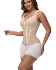 CURVESE WOMEN'S BONED LATEX ZIPPER CORSET TUMMY CONTROL BODY SHAPER VEST WITH BRA