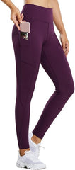 Curvese Women's Fleece Lined Leggings With Pockets