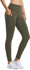 Curvese Women's Fleece Lined Leggings With Pockets