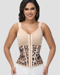 CURVESE WOMEN'S BONED LATEX ZIPPER CORSET TUMMY CONTROL BODY SHAPER VEST WITH BRA