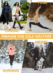 Curvese Women's Fleece Lined Leggings With Pockets