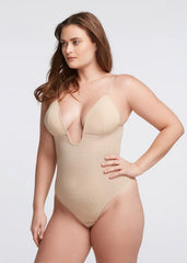 CURVESE PLUNGE SHAPING BODYSUIT THONG