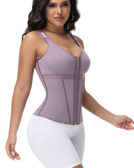 CURVESE WOMEN'S BONED LATEX ZIPPER CORSET TUMMY CONTROL BODY SHAPER VEST WITH BRA