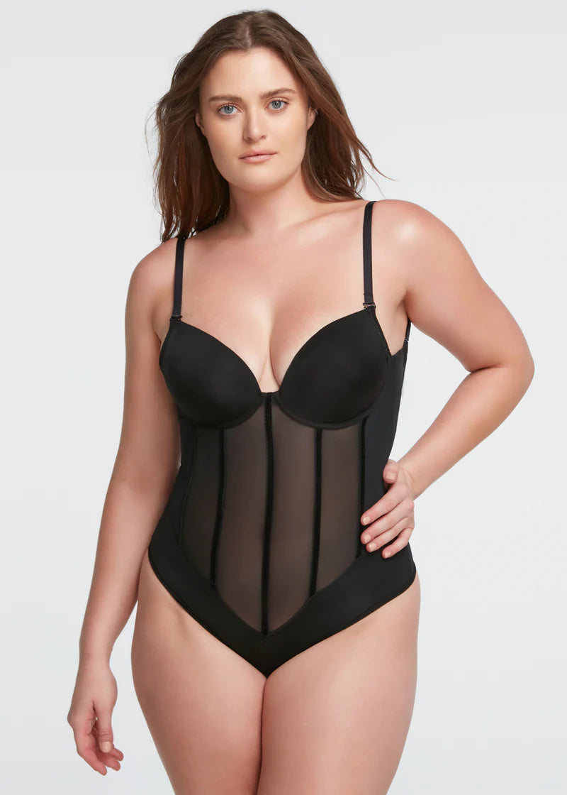 CURVESE TULLE FISHBONE BODYSUIT