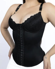 CURVESE SEAMLESS SATIN 18 STEEL BONE CORSET VEST LACE CUPS BUSTIER TOP