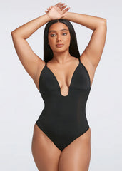 CURVESE PLUNGE SHAPING BODYSUIT THONG