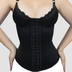 CURVESE SEAMLESS SATIN 18 STEEL BONE CORSET VEST LACE CUPS BUSTIER TOP