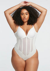 CURVESE TULLE FISHBONE BODYSUIT